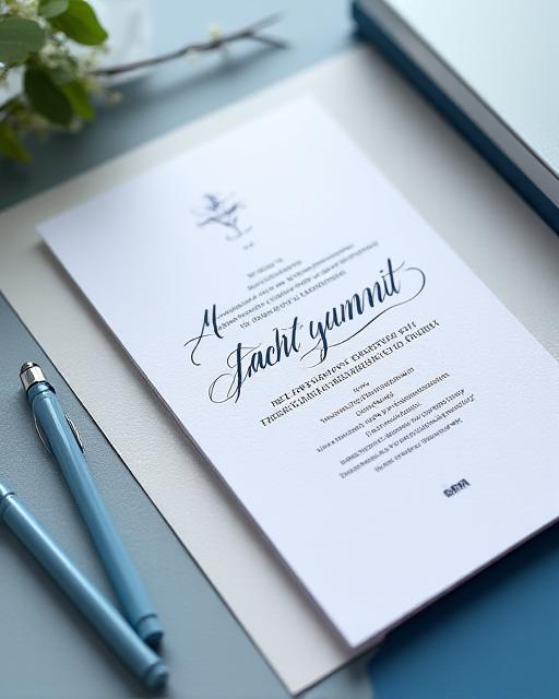 An elegant, personalized invitation for a tech summit, featuring calligraphic script.